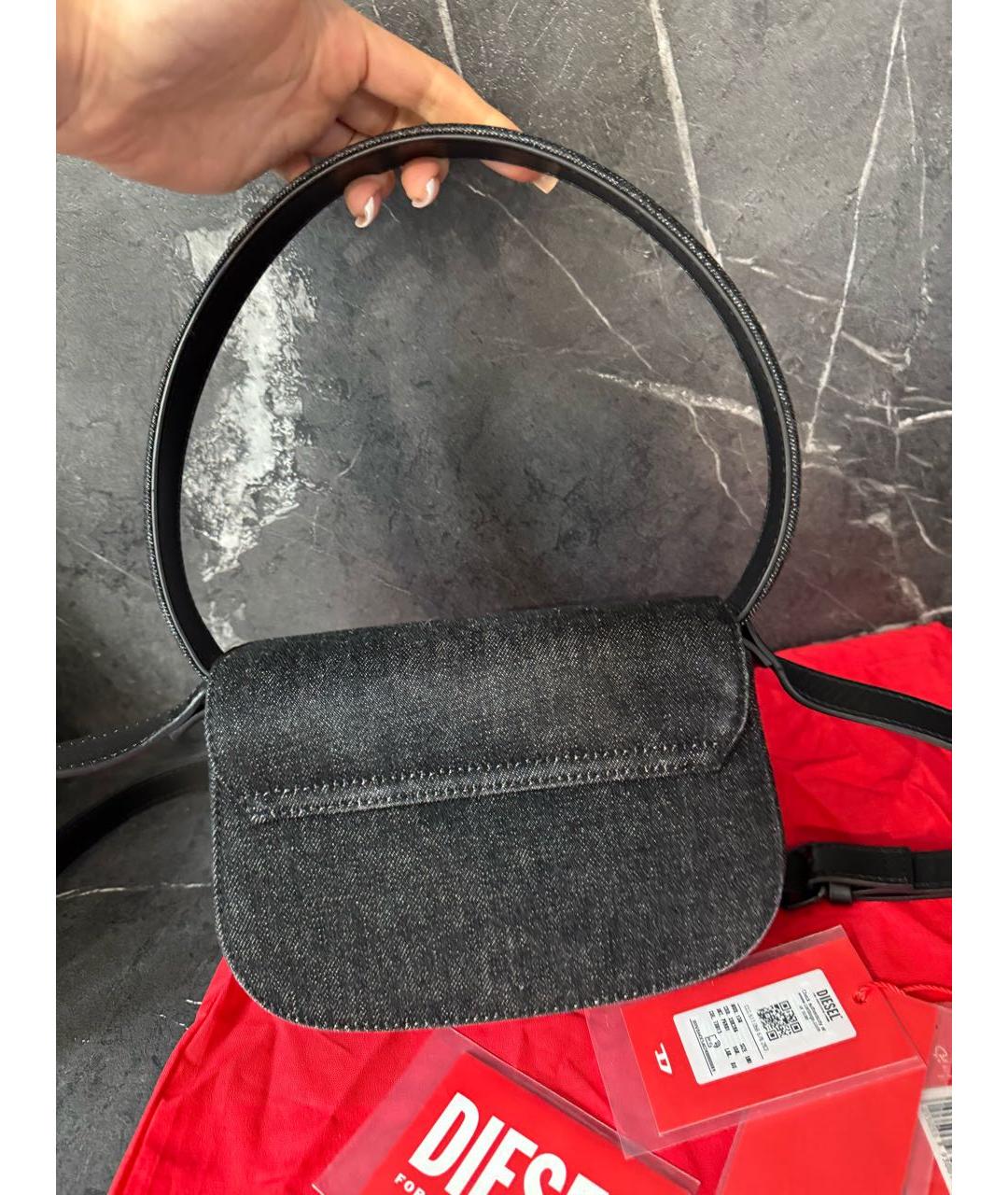 DIESEL Черная хлопковая сумка с короткими ручками, фото 3