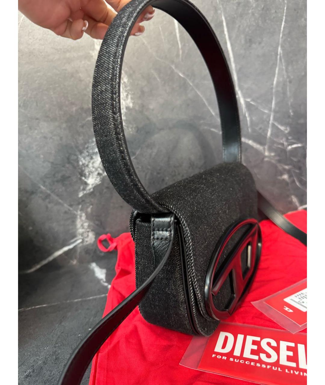 DIESEL Черная хлопковая сумка с короткими ручками, фото 2