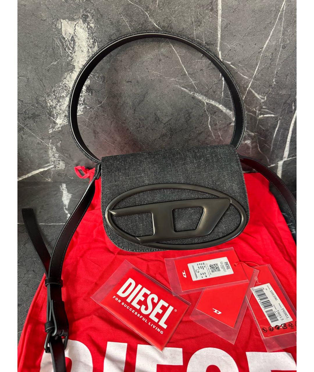 DIESEL Черная хлопковая сумка с короткими ручками, фото 9