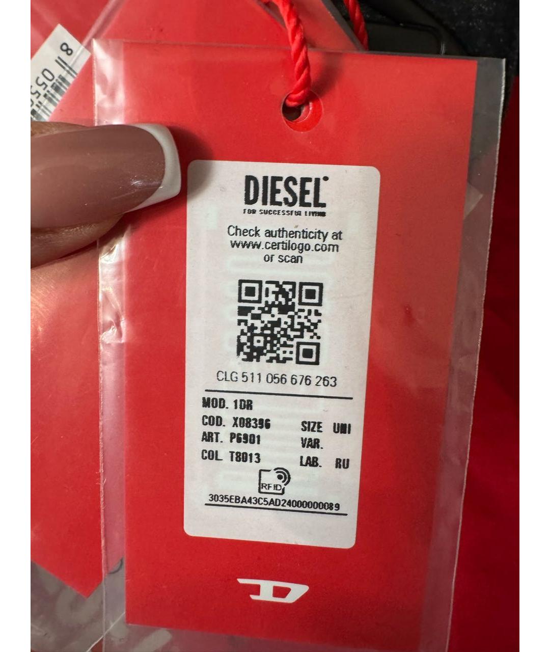 DIESEL Черная хлопковая сумка с короткими ручками, фото 6