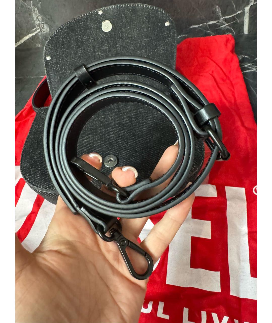 DIESEL Черная хлопковая сумка с короткими ручками, фото 7