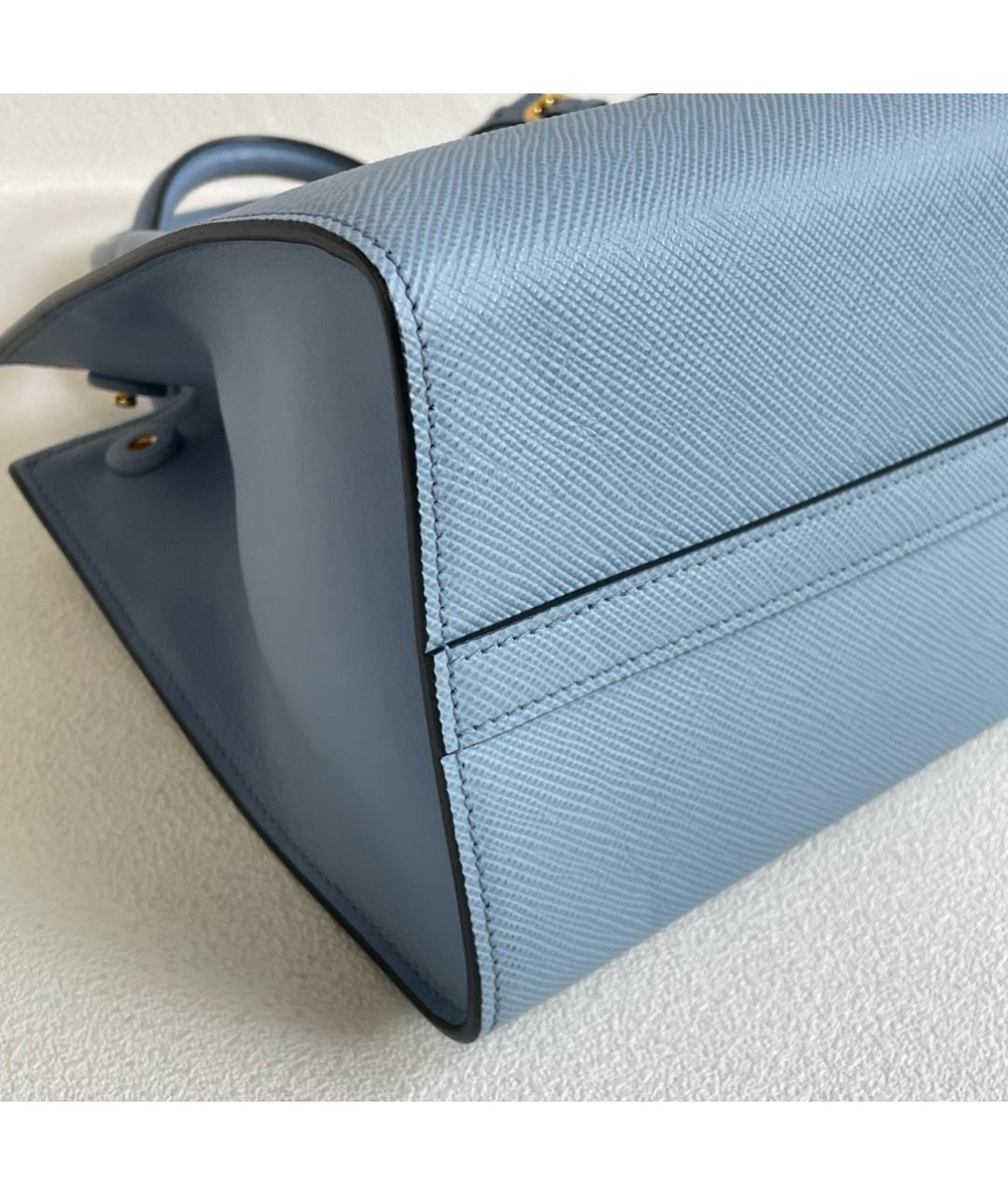 PRADA Голубая кожаная сумка с короткими ручками, фото 5