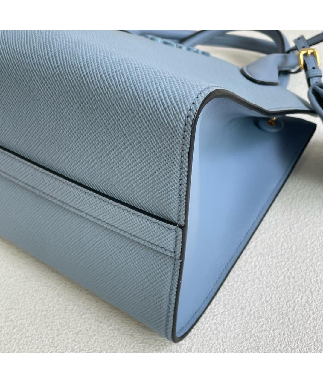 PRADA Голубая кожаная сумка с короткими ручками, фото 6