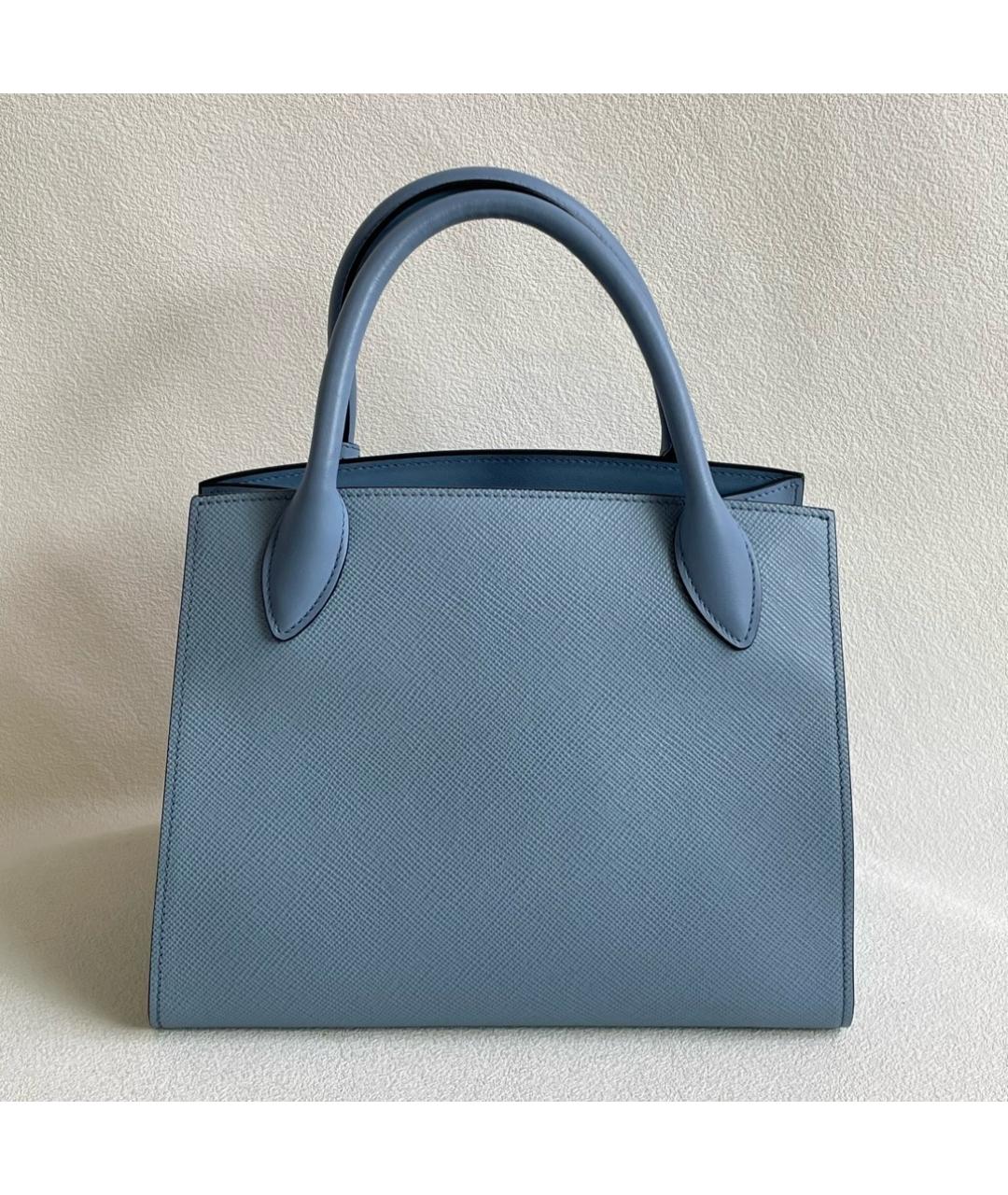 PRADA Голубая кожаная сумка с короткими ручками, фото 3