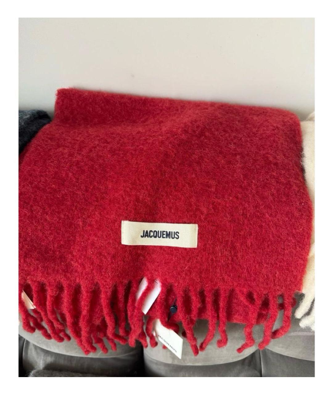 JACQUEMUS Красный шерстяной шарф, фото 3