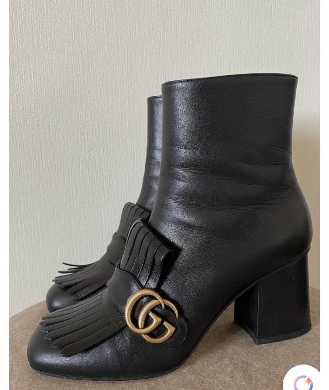 GUCCI Черные кожаные ботильоны, фото 5