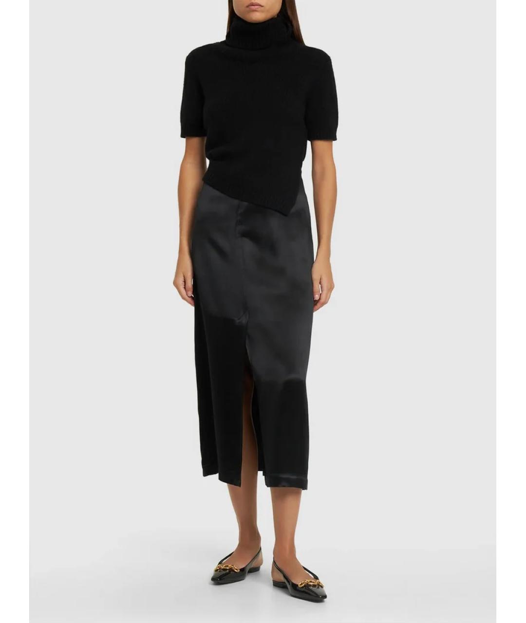 LOULOU DE SAISON Черная шелковая юбка миди, фото 2