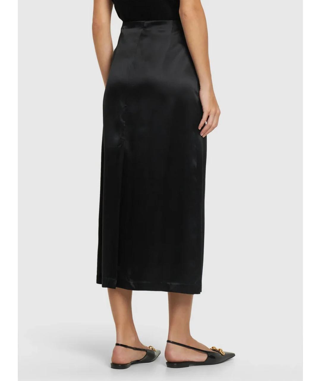 LOULOU DE SAISON Черная шелковая юбка миди, фото 3
