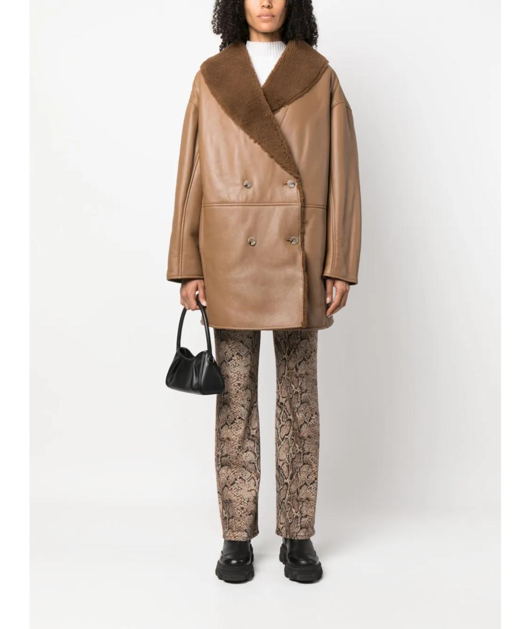 LOULOU DE SAISON Коричневая шерстяная дубленка, фото 2