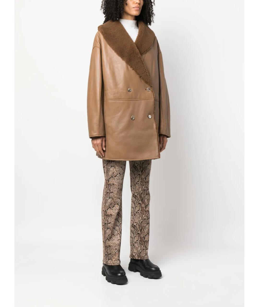 LOULOU DE SAISON Коричневая шерстяная дубленка, фото 3