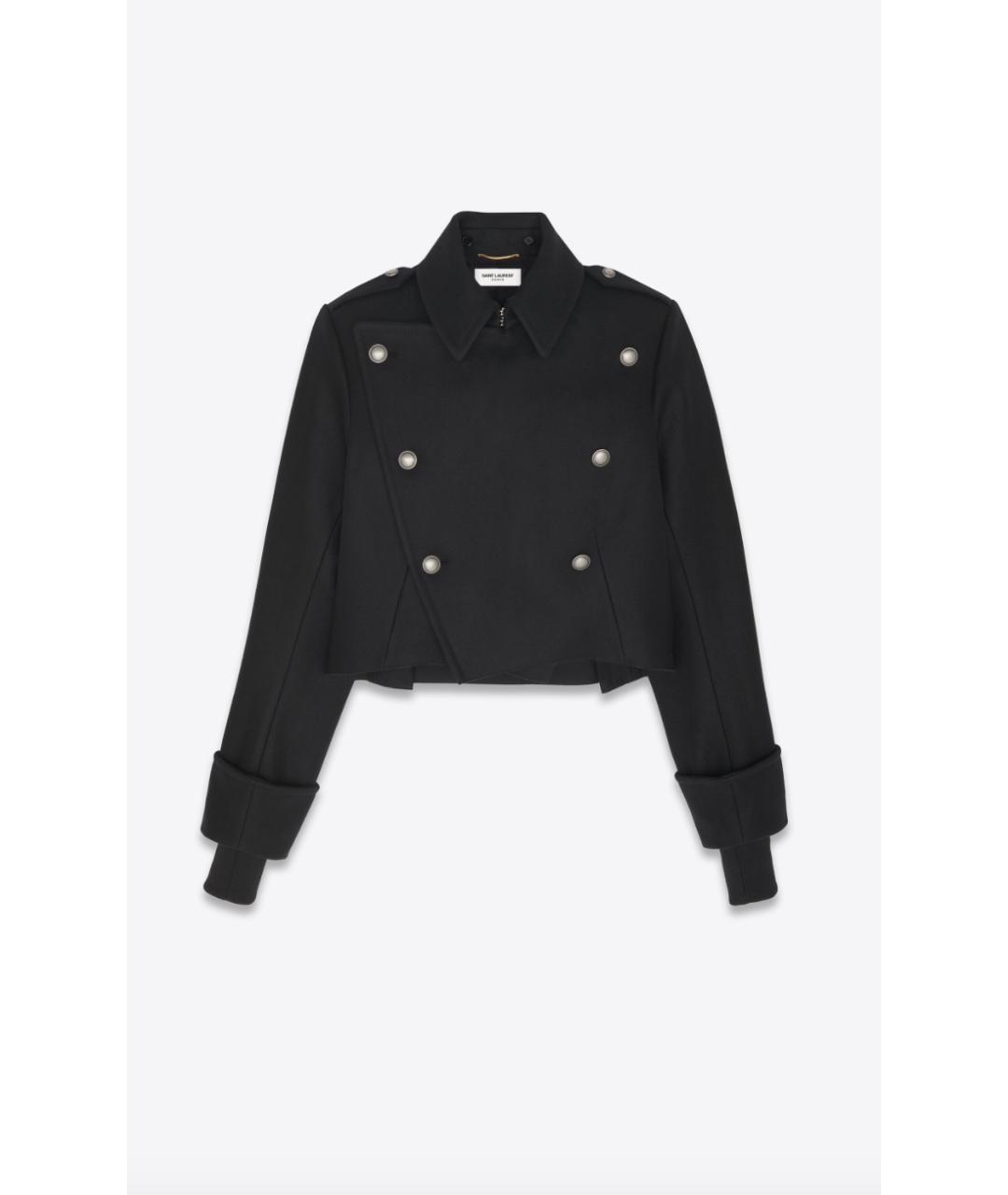 SAINT LAURENT Черное шерстяное пальто, фото 6