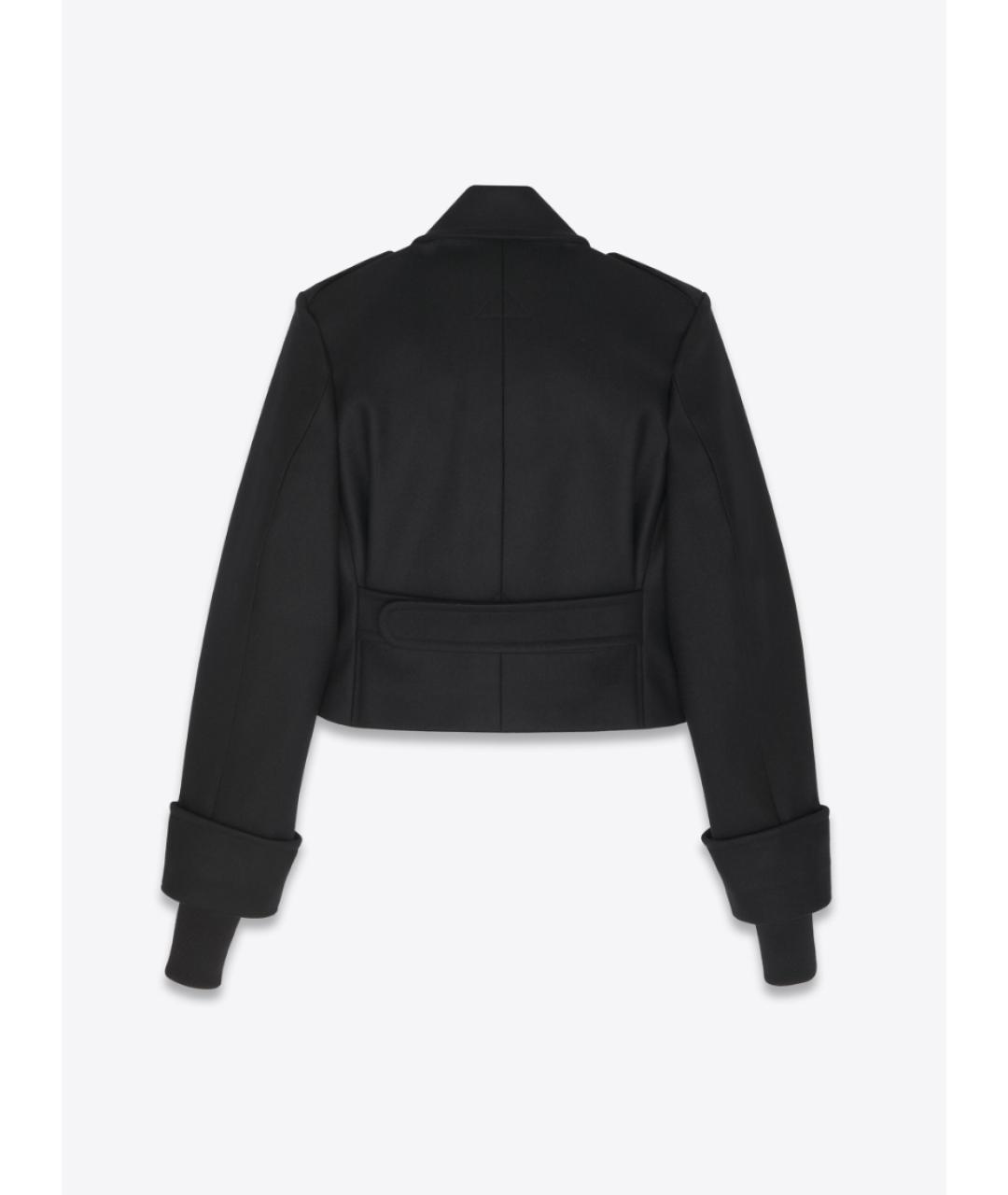 SAINT LAURENT Черное шерстяное пальто, фото 5