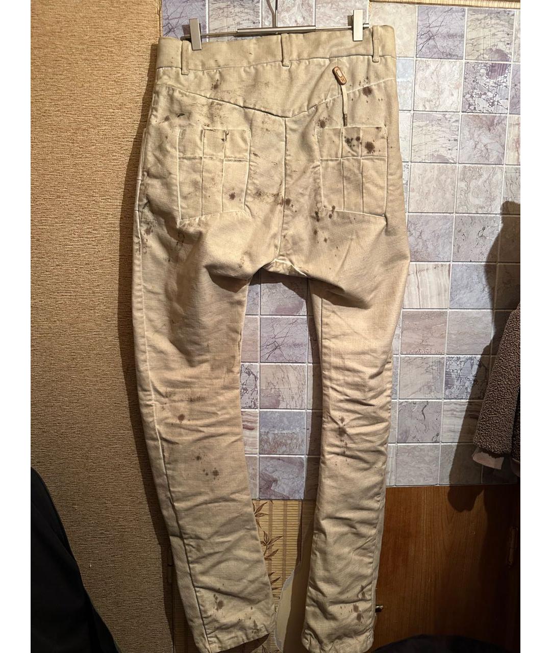 BORIS BIDJAN Бежевые хлопковые джинсы, фото 2