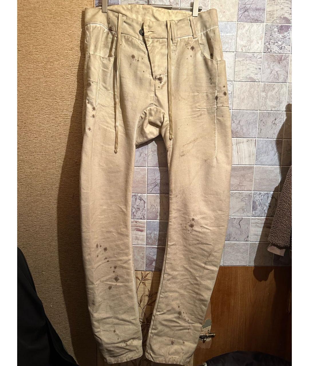 BORIS BIDJAN Бежевые хлопковые джинсы, фото 4