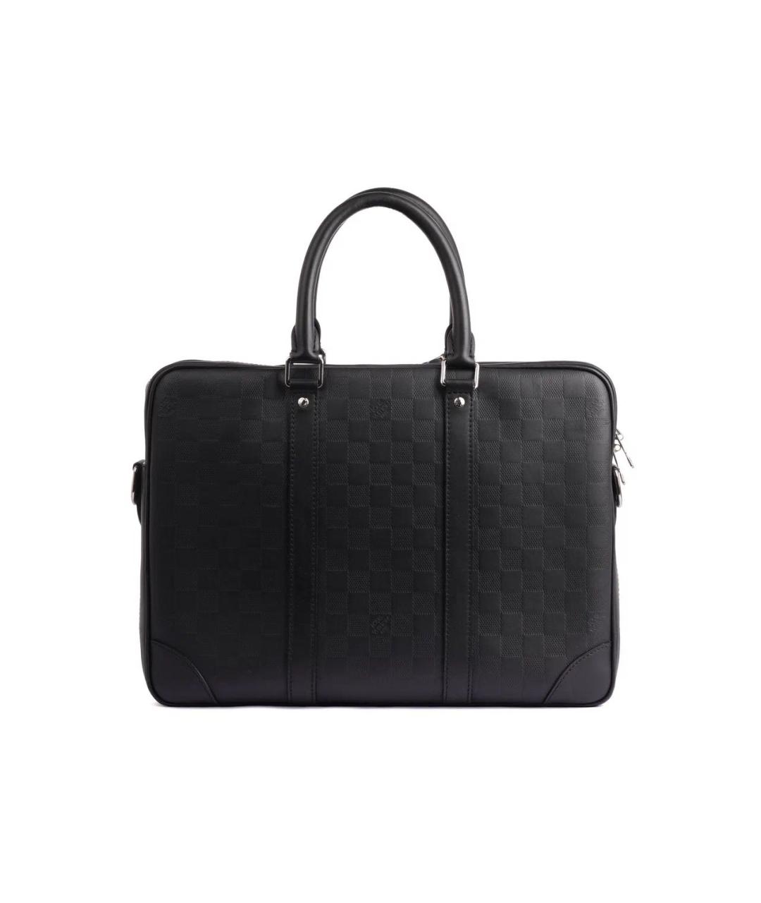 LOUIS VUITTON Черный кожаный портфель, фото 2