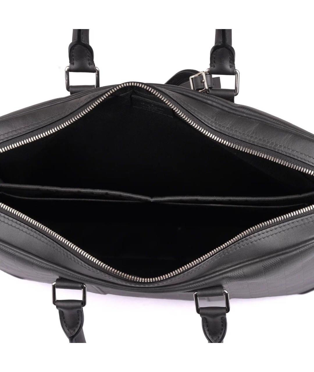 LOUIS VUITTON Черный кожаный портфель, фото 6