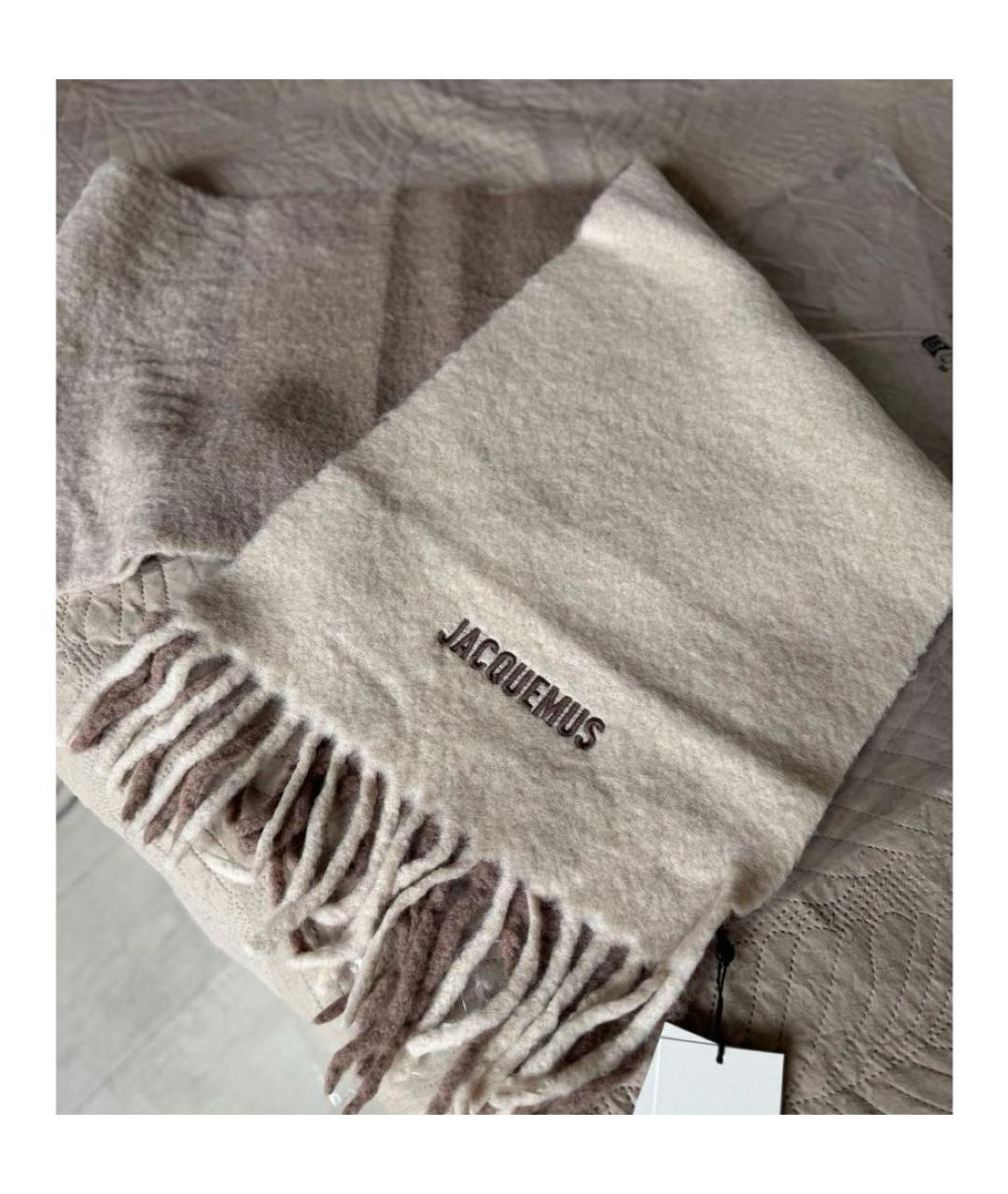 JACQUEMUS Бежевый шерстяной шарф, фото 3