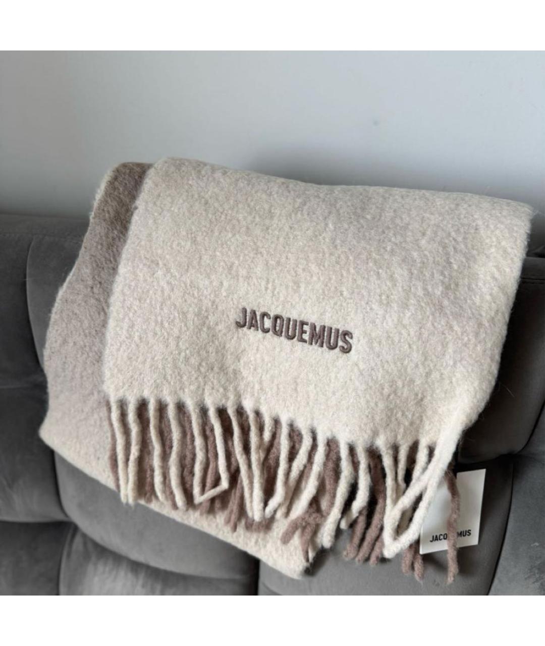 JACQUEMUS Бежевый шерстяной шарф, фото 2