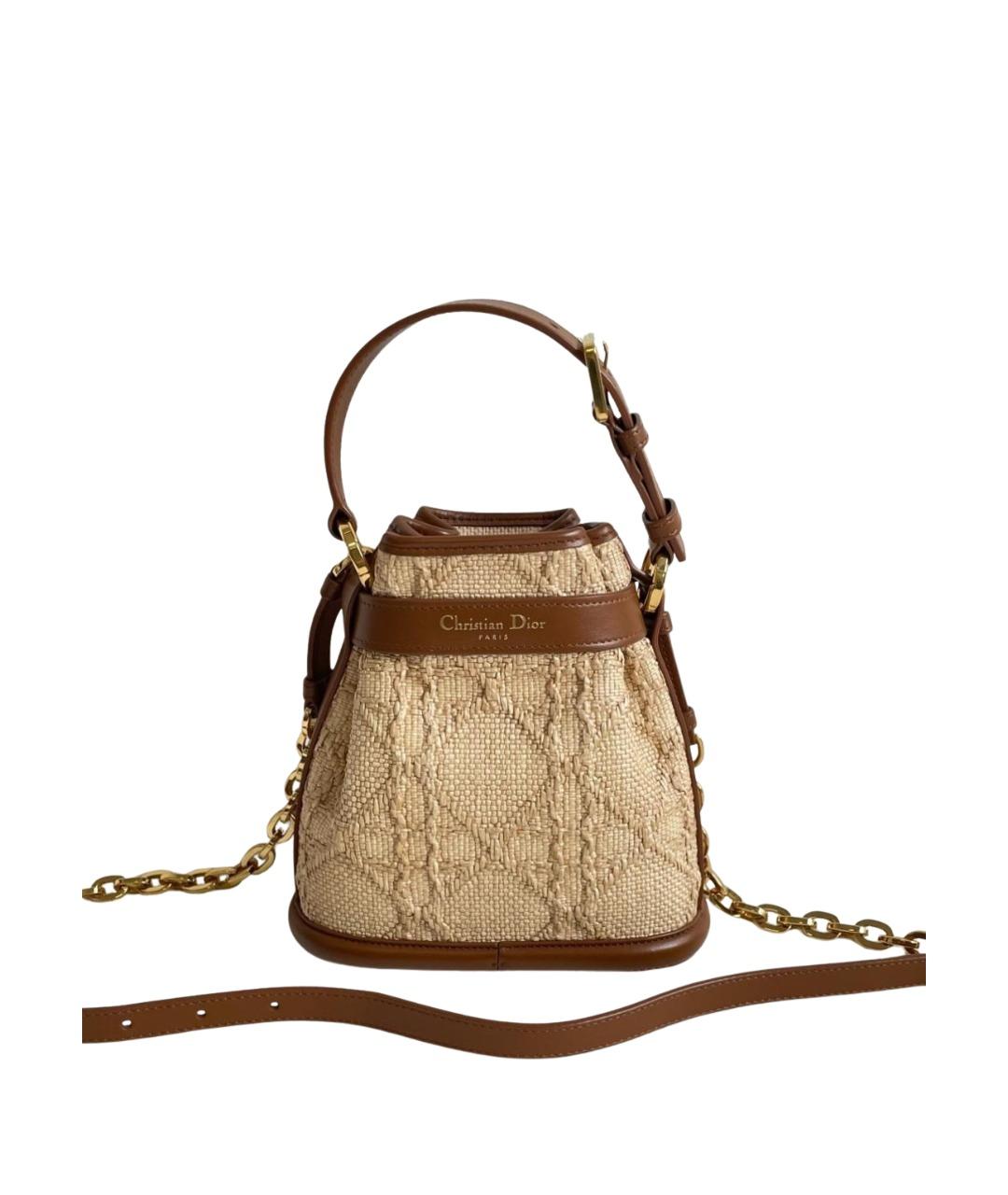 CHRISTIAN DIOR Бежевая пелетеная сумка через плечо, фото 1