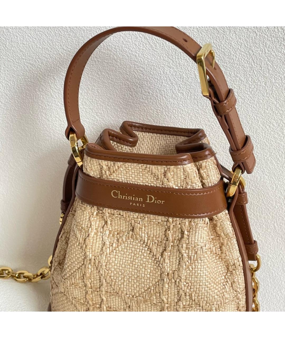 CHRISTIAN DIOR Бежевая пелетеная сумка через плечо, фото 2