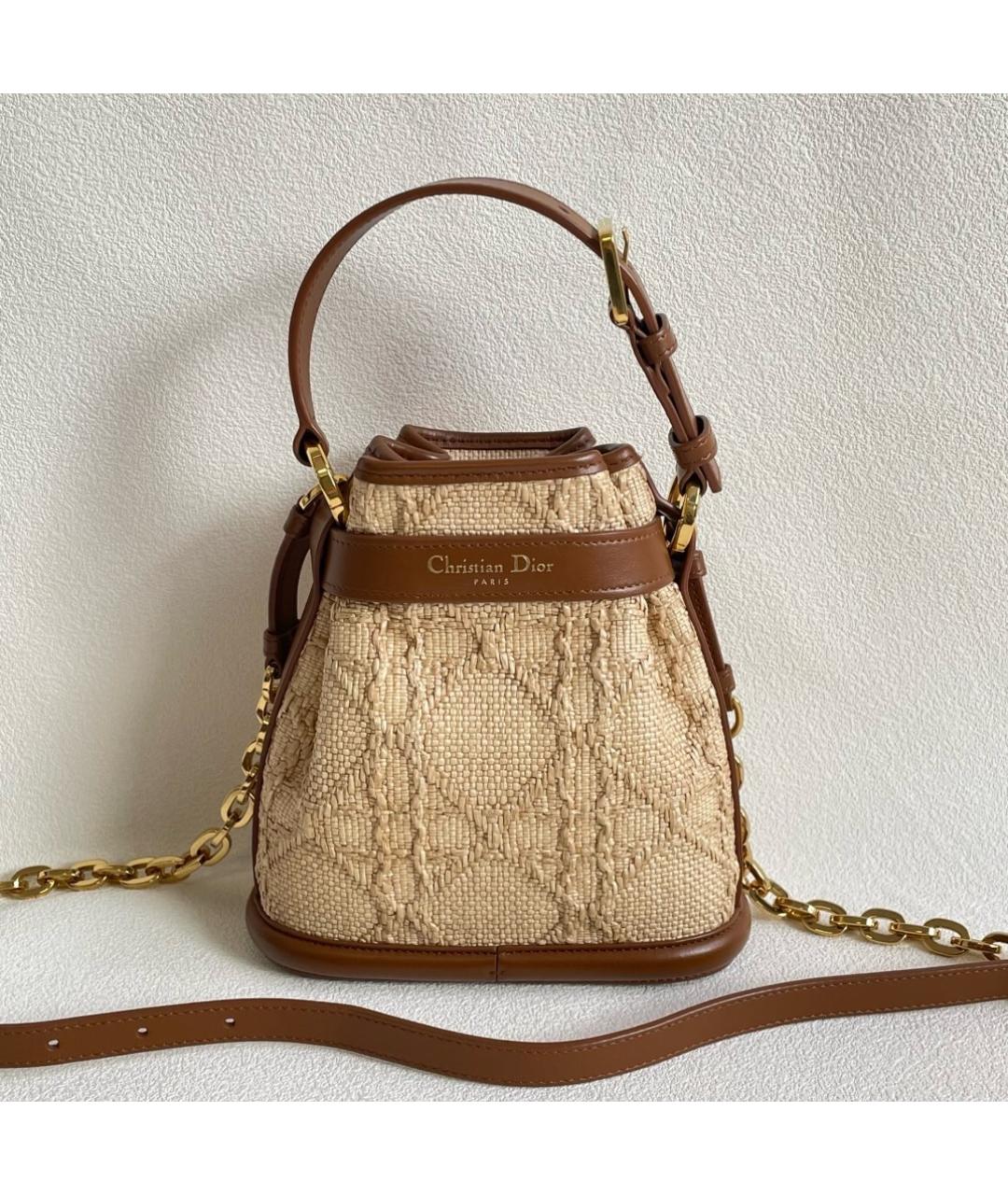 CHRISTIAN DIOR Бежевая пелетеная сумка через плечо, фото 8