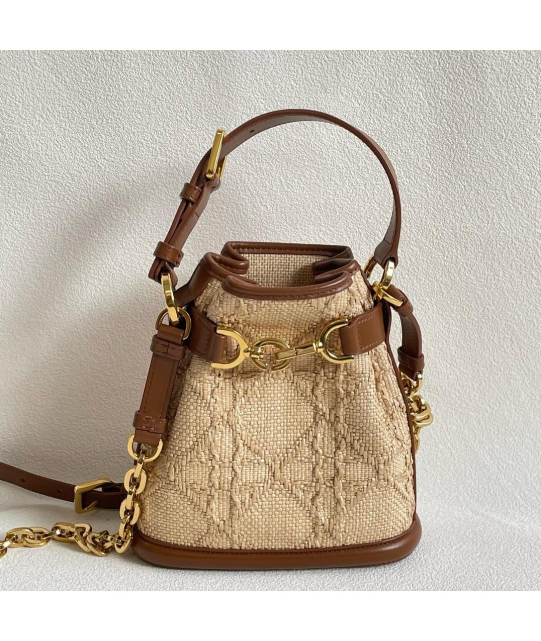 CHRISTIAN DIOR Бежевая пелетеная сумка через плечо, фото 3