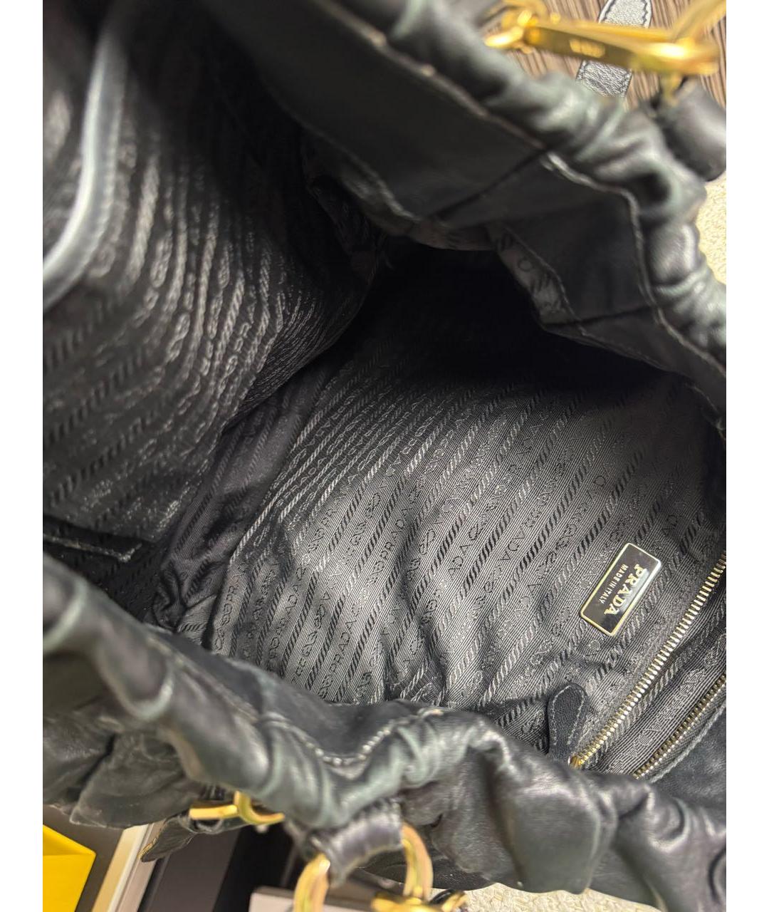 PRADA Черная кожаная сумка тоут, фото 7