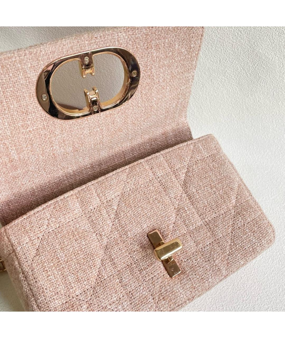 CHRISTIAN DIOR Розовая твидовая сумка через плечо, фото 7