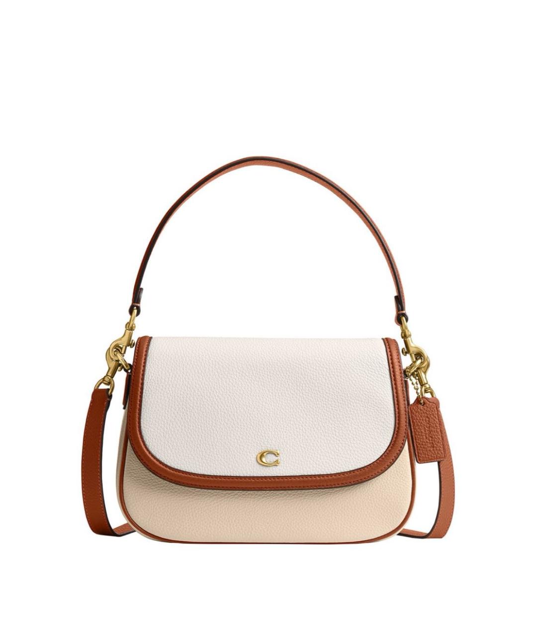 COACH Бежевая кожаная сумка с короткими ручками, фото 1