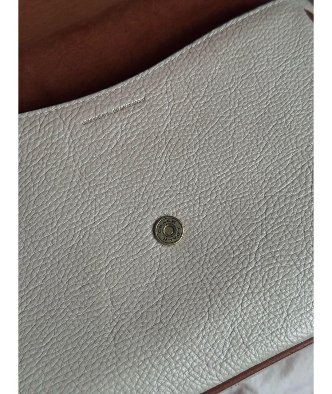 COACH Бежевая кожаная сумка с короткими ручками, фото 7