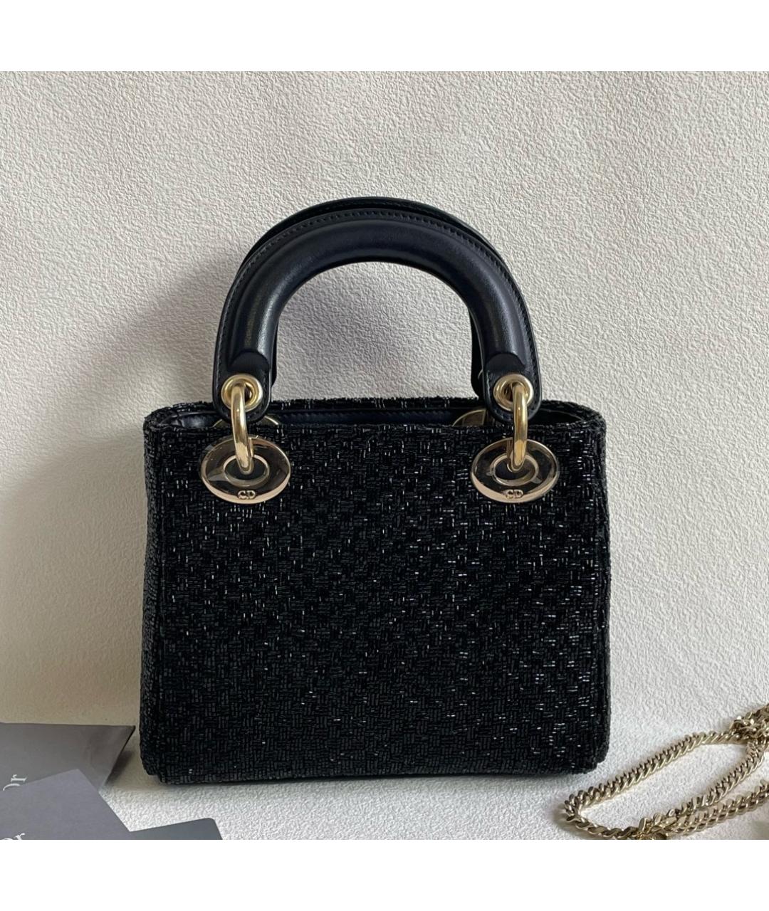 CHRISTIAN DIOR Черная кожаная сумка с короткими ручками, фото 3