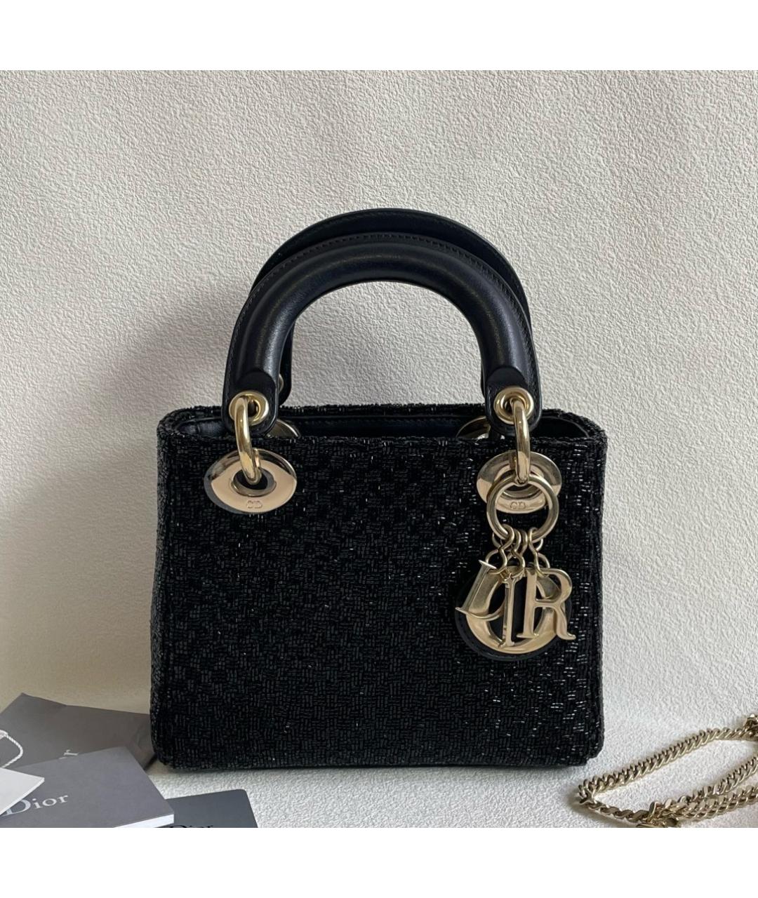 CHRISTIAN DIOR Черная кожаная сумка с короткими ручками, фото 8