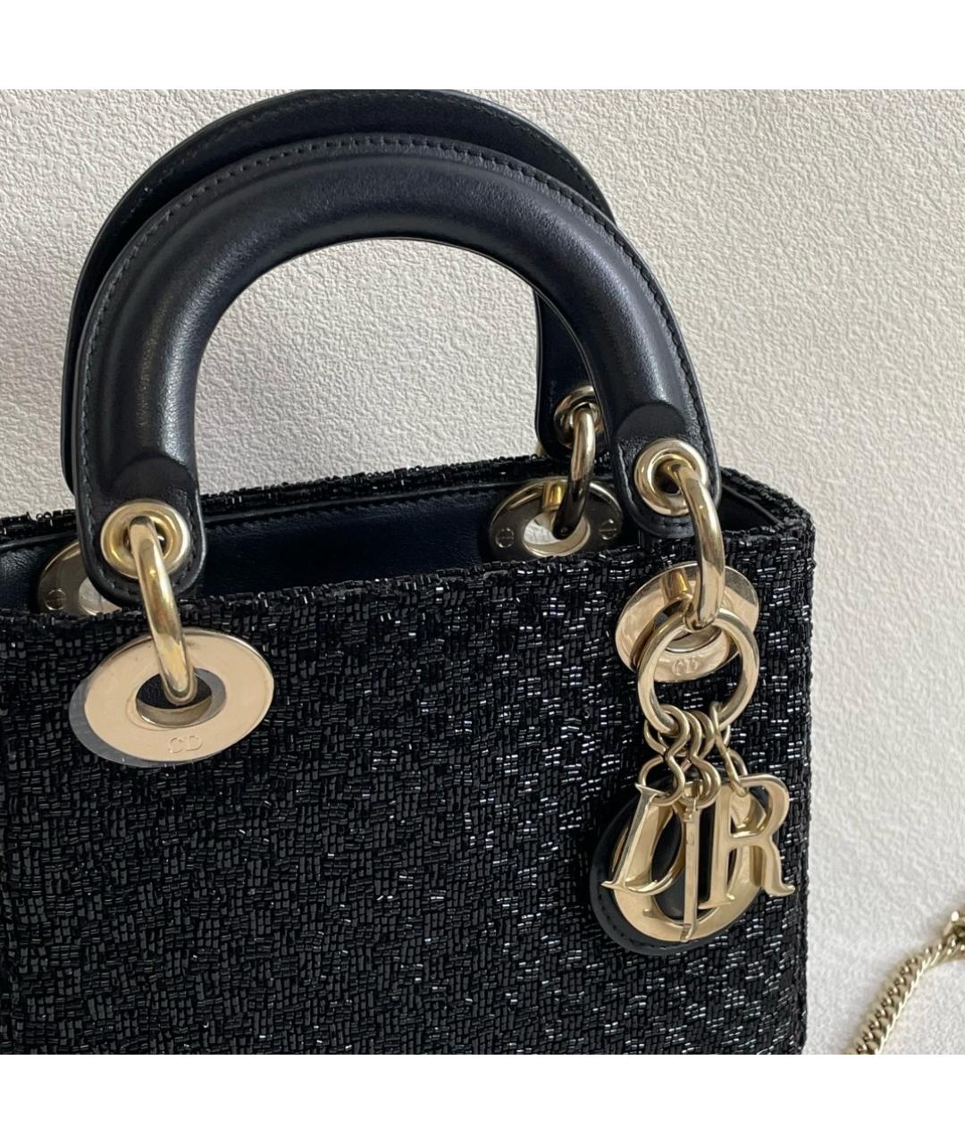 CHRISTIAN DIOR Черная кожаная сумка с короткими ручками, фото 2