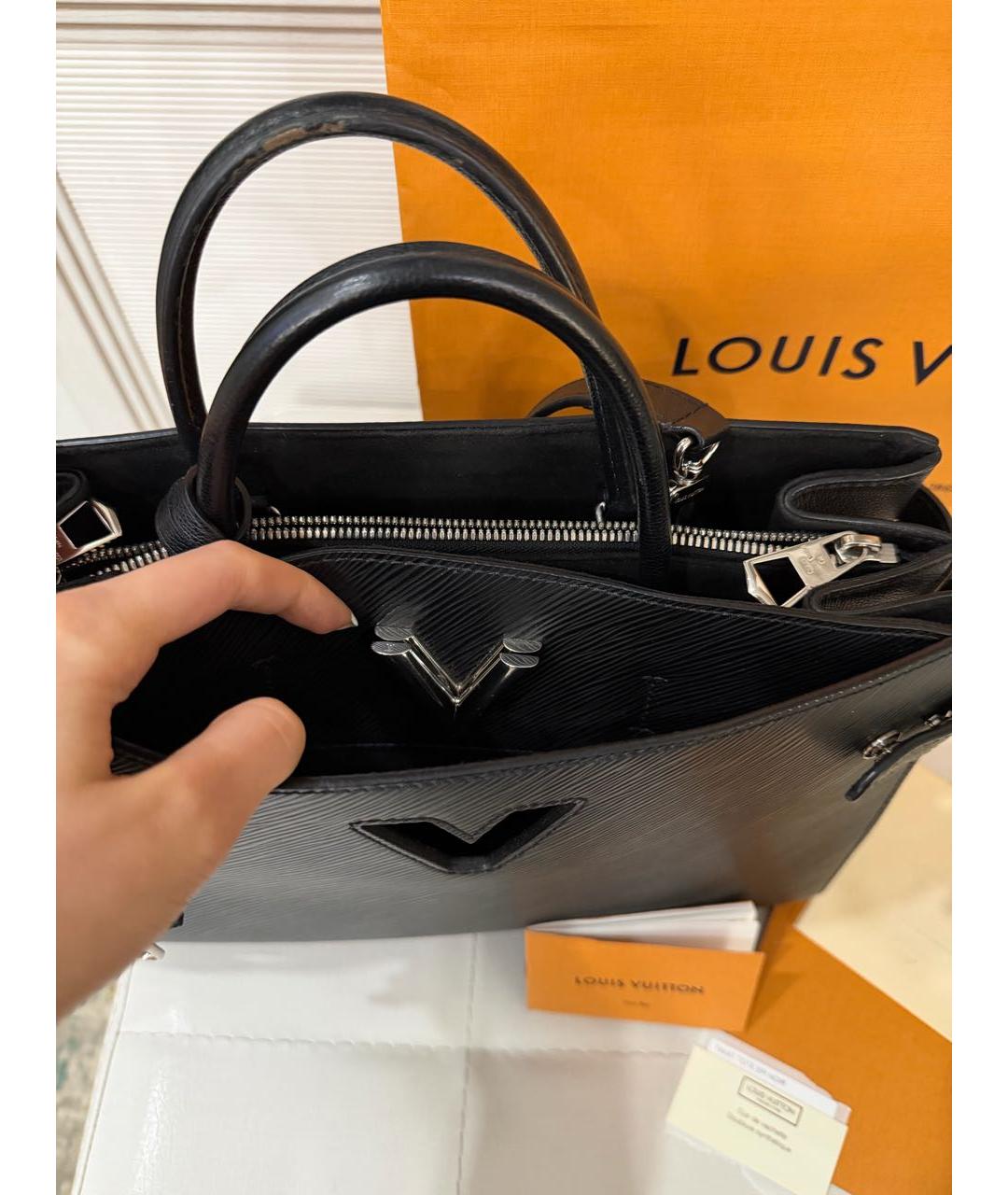 LOUIS VUITTON Черная кожаная сумка с короткими ручками, фото 6