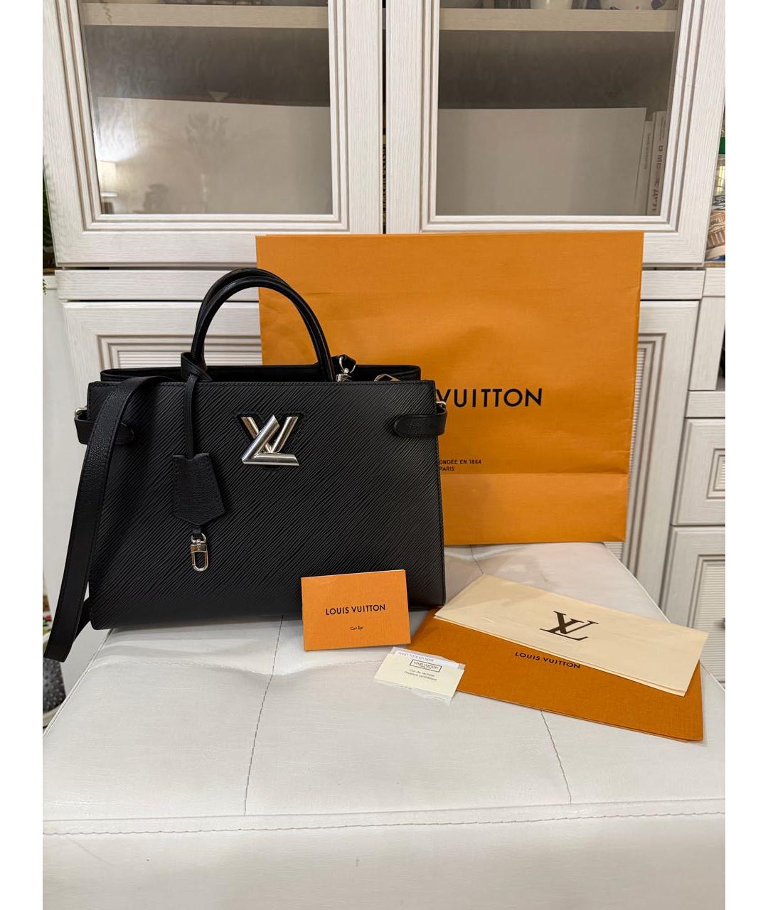 LOUIS VUITTON Черная кожаная сумка с короткими ручками, фото 2