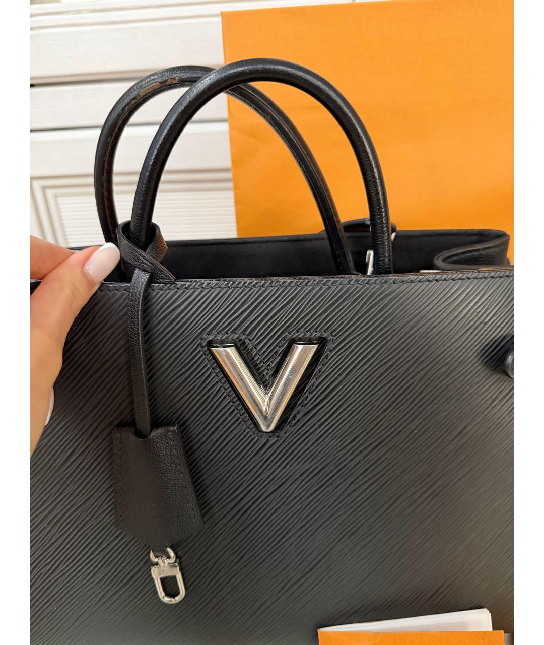 LOUIS VUITTON Черная кожаная сумка с короткими ручками, фото 5