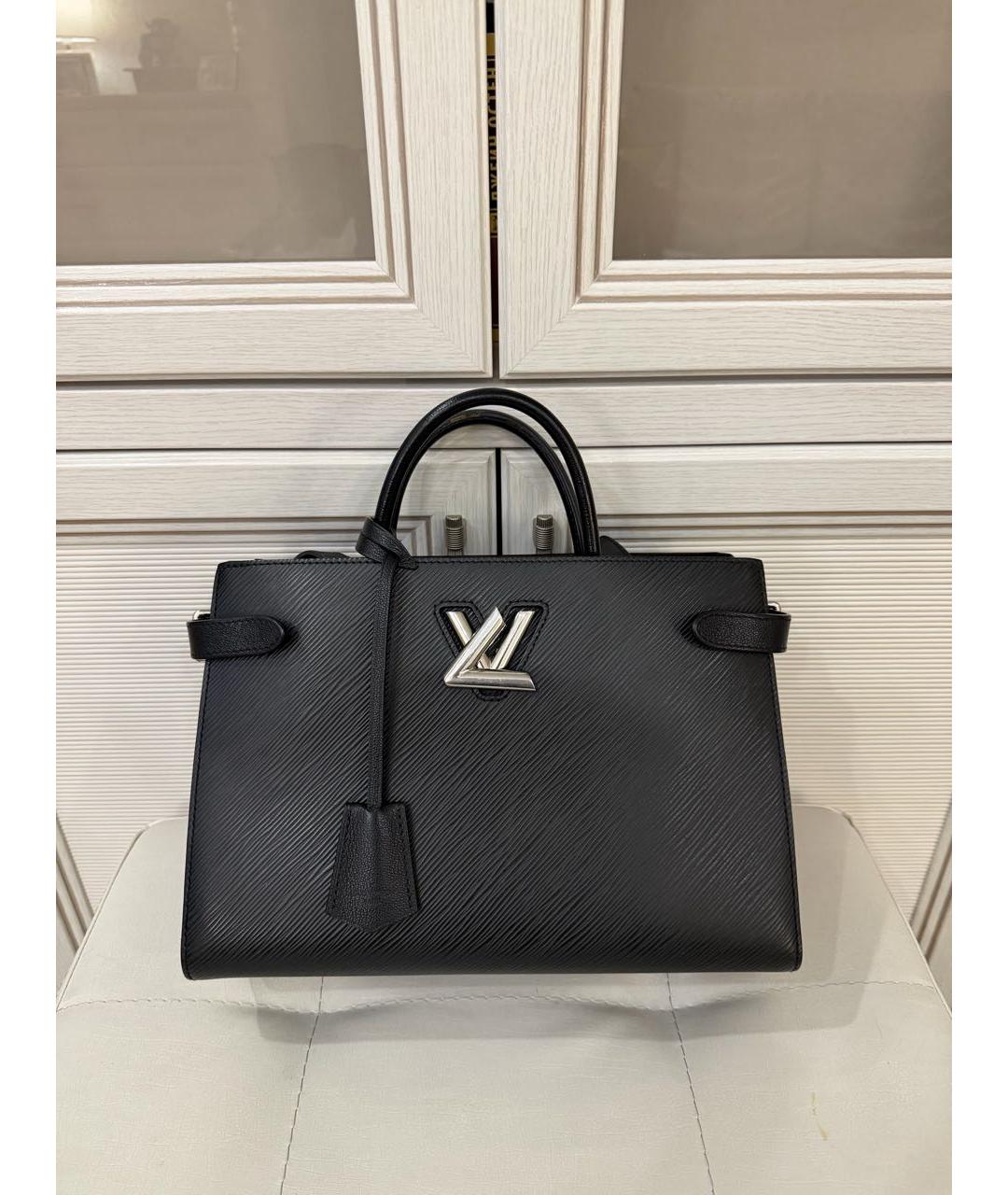 LOUIS VUITTON Черная кожаная сумка с короткими ручками, фото 8