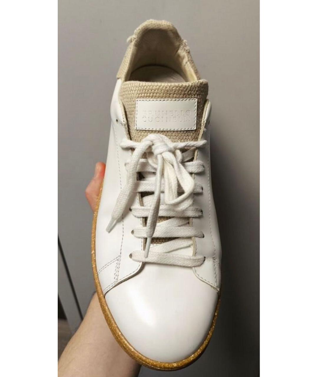 BRUNELLO CUCINELLI Белые кожаные низкие кроссовки / кеды, фото 2