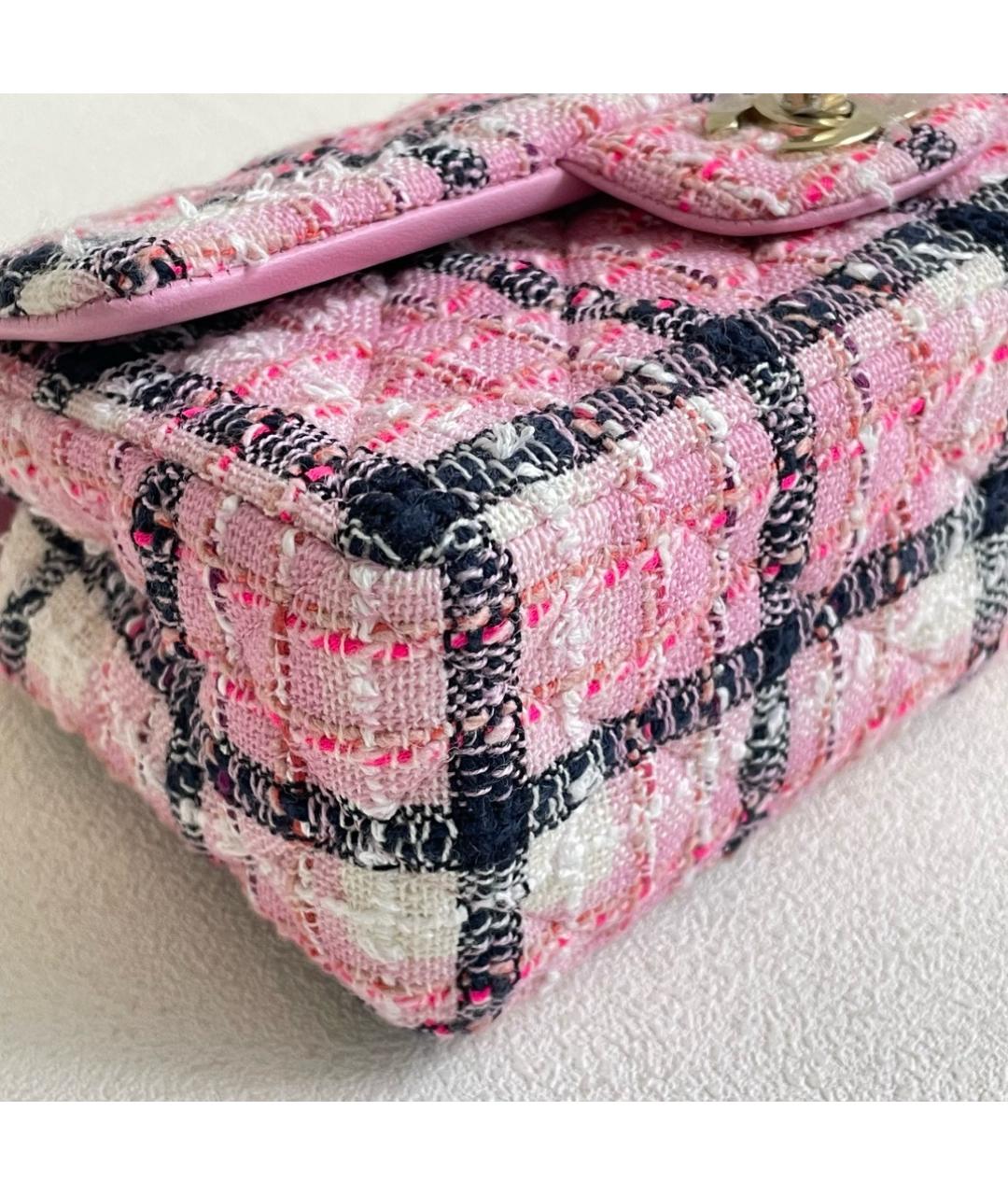 CHANEL Розовая твидовая сумка через плечо, фото 5