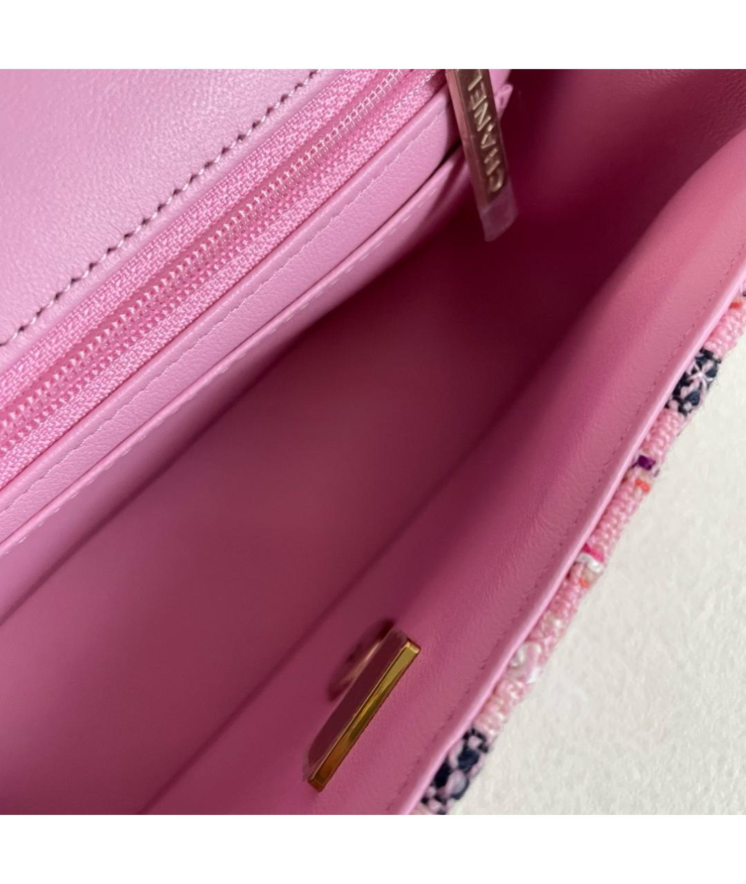 CHANEL Розовая твидовая сумка через плечо, фото 8