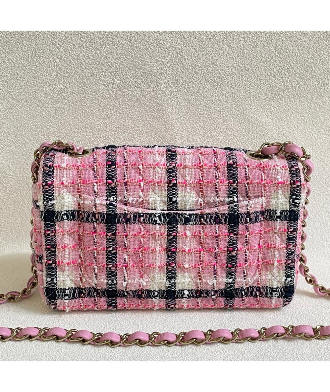 CHANEL Розовая твидовая сумка через плечо, фото 3
