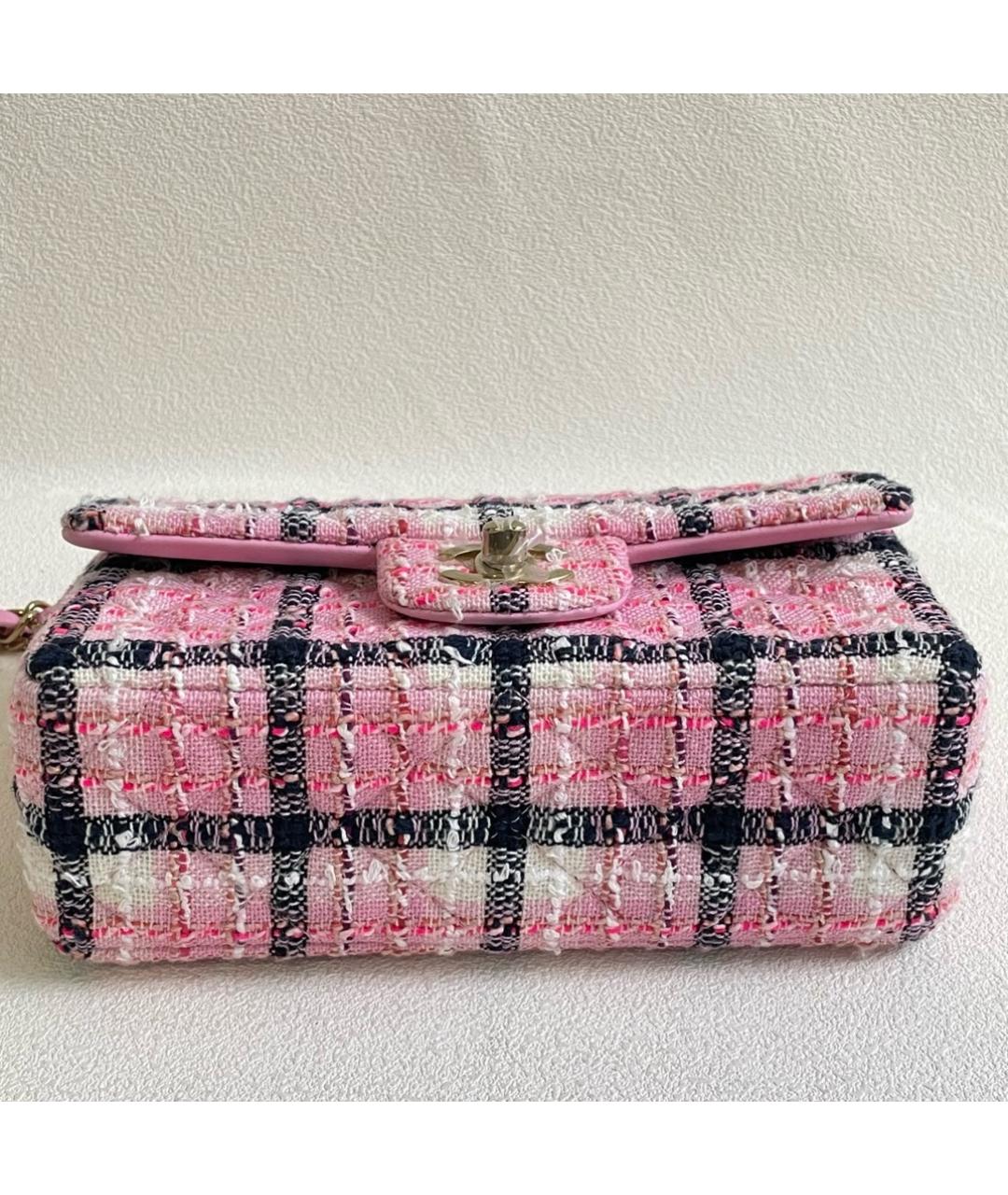 CHANEL Розовая твидовая сумка через плечо, фото 4