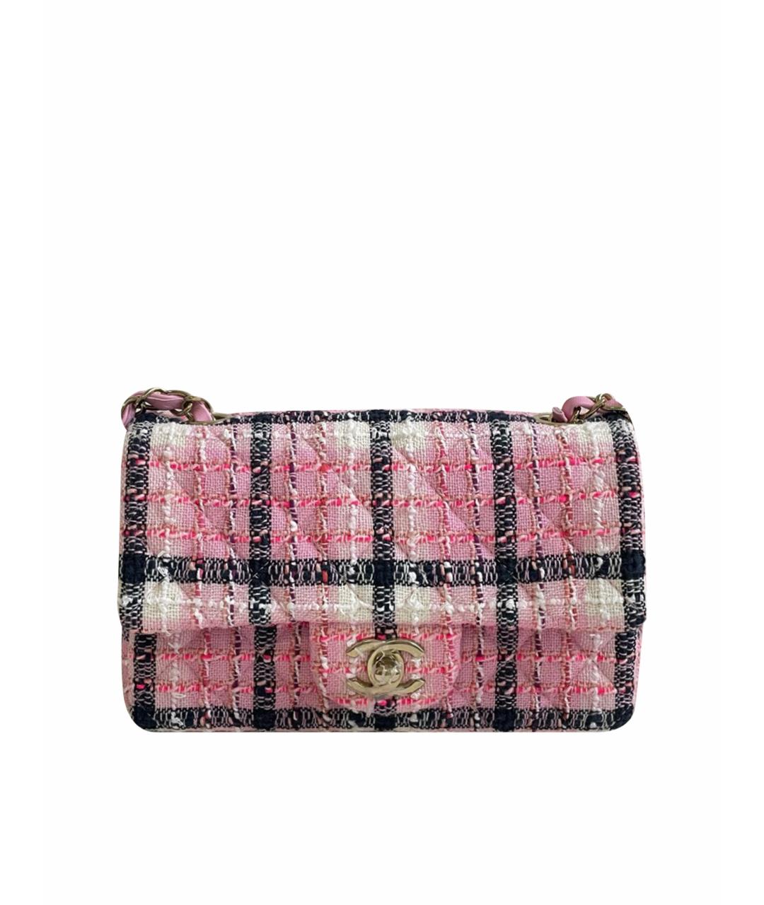 CHANEL Розовая твидовая сумка через плечо, фото 1