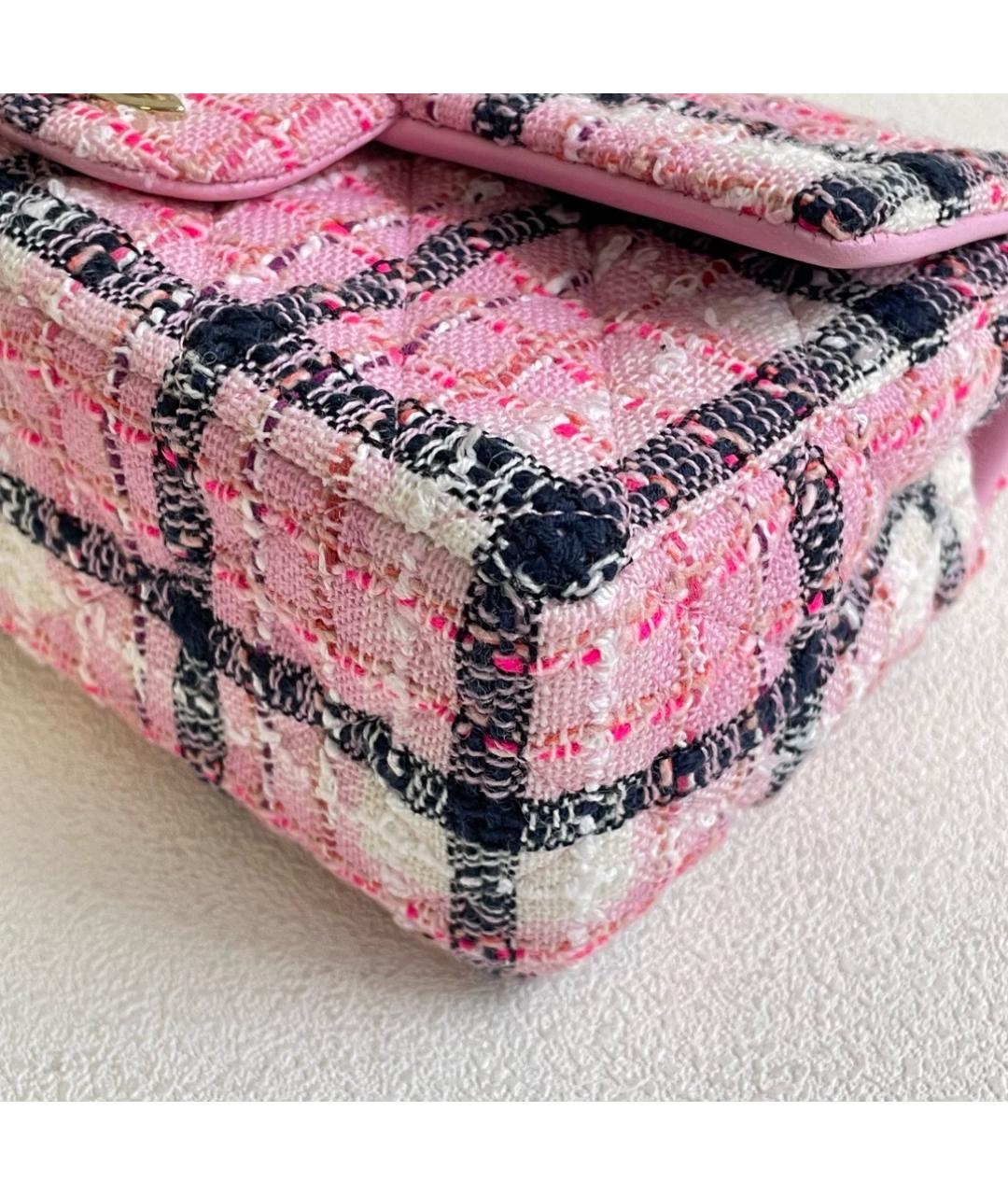 CHANEL Розовая твидовая сумка через плечо, фото 6