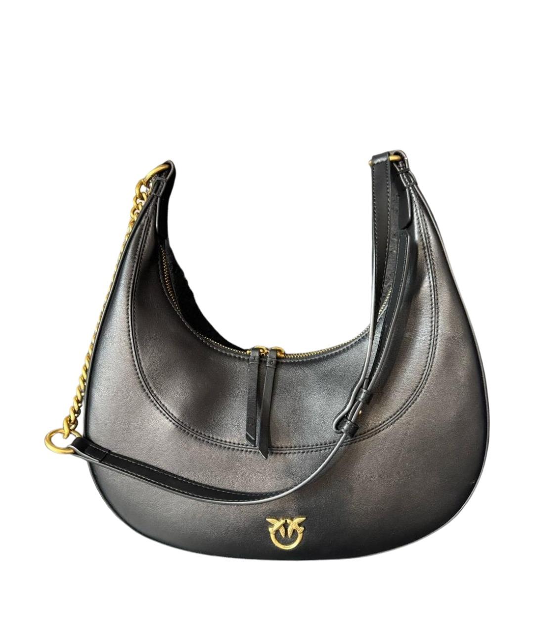 PINKO Черная кожаная сумка с короткими ручками, фото 1