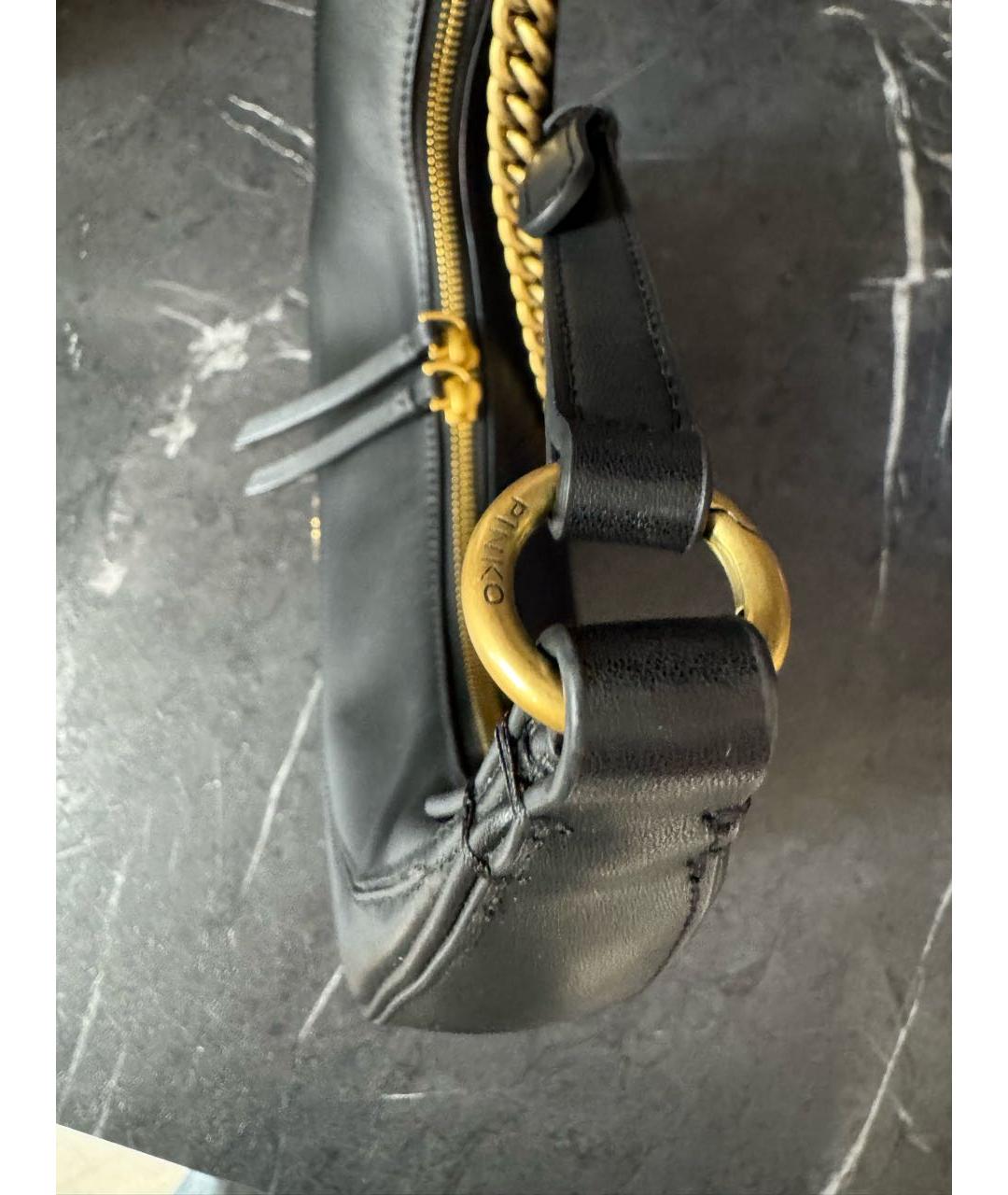 PINKO Черная кожаная сумка с короткими ручками, фото 8