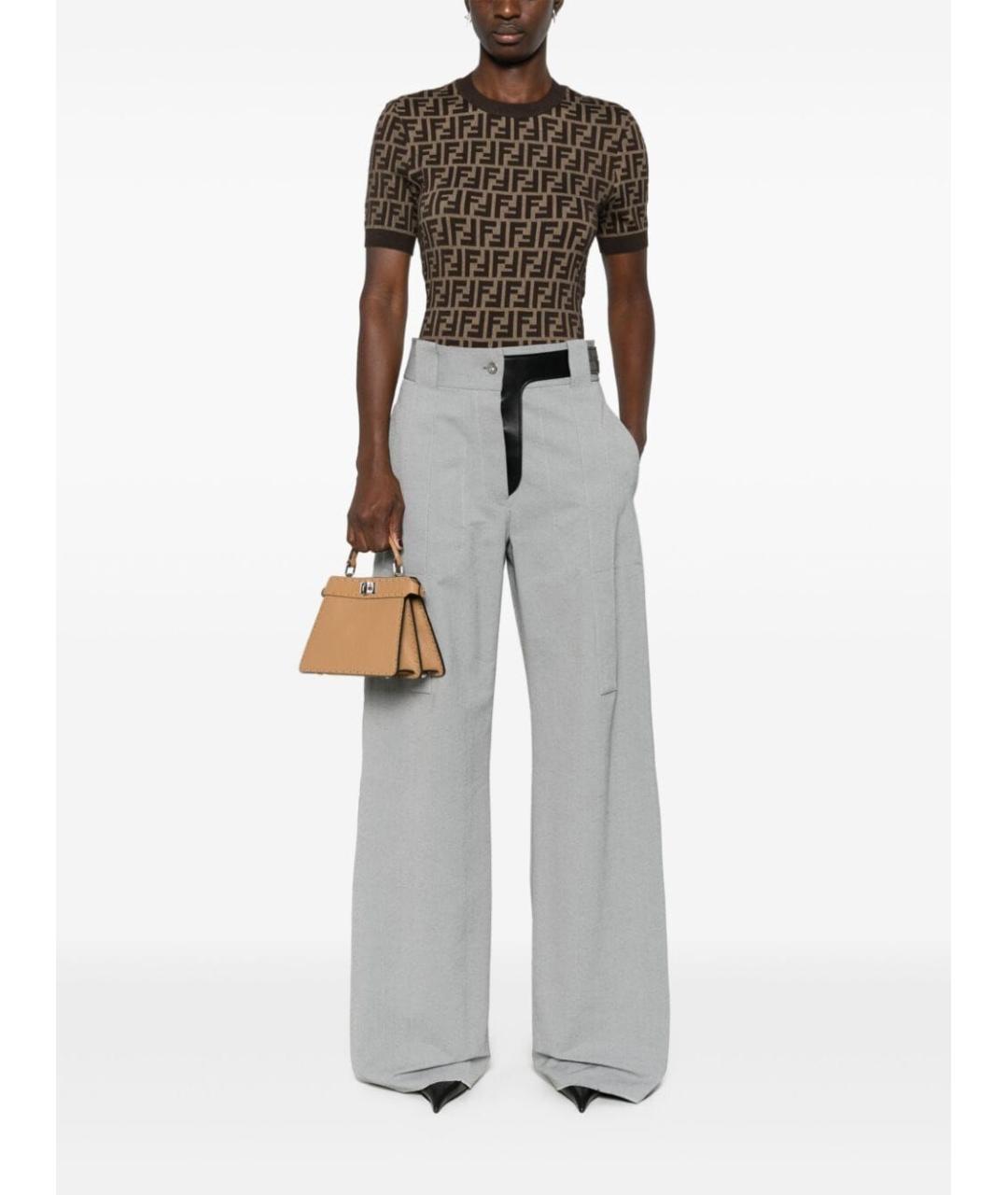 FENDI Коричневая хлопковая футболка, фото 3