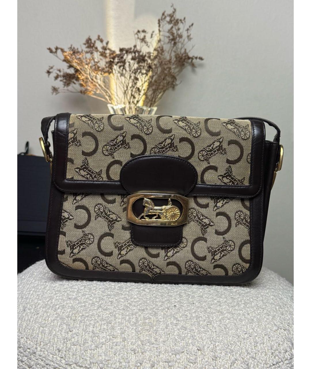 CELINE Коричневая кожаная сумка через плечо, фото 7