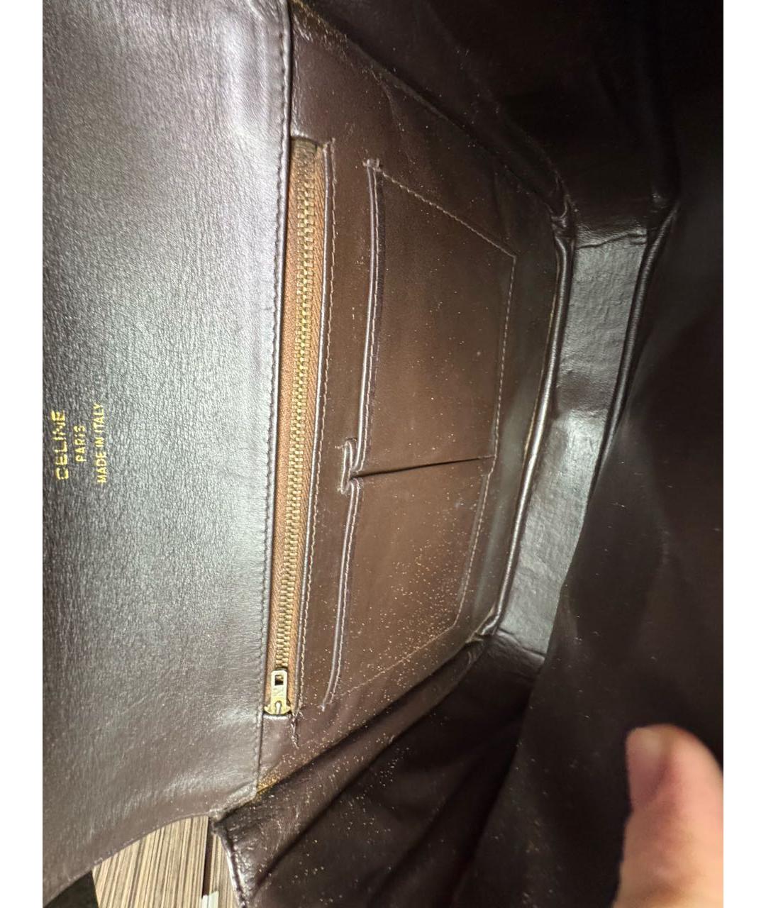 CELINE Коричневая кожаная сумка через плечо, фото 6