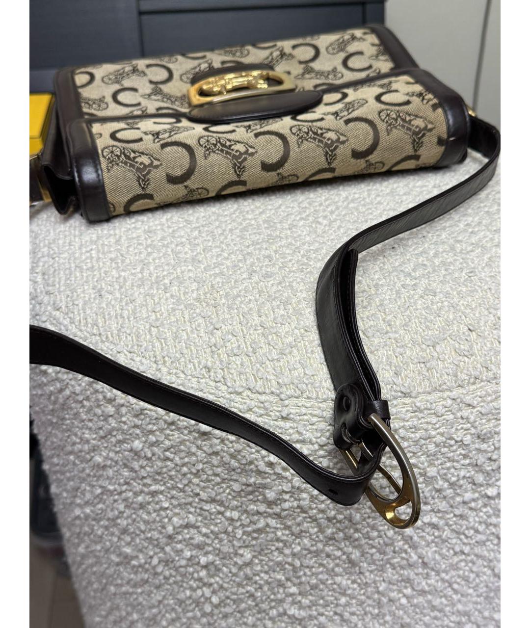 CELINE Коричневая кожаная сумка через плечо, фото 5